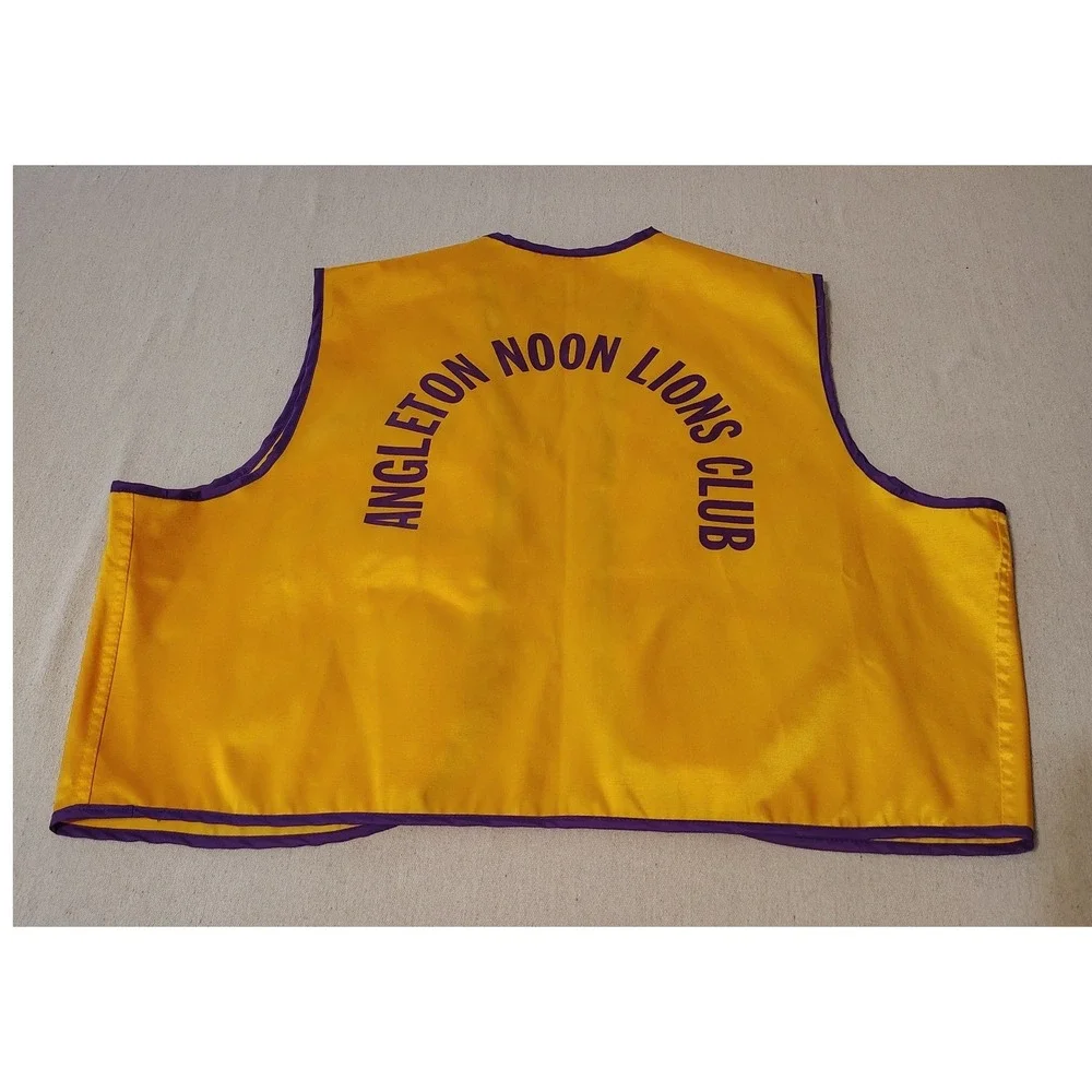 Vintage Lions Club International Vest Angleton Noon Yellow Purple Men XXL USA CC